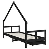 Kids Bed Frame with Drawers Black 80x200 cm Solid Wood Pine 834551