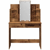 Dressing Table with LED Lights Old Wood 96x40x142 cm 857025