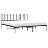 Metal Bed Frame without Mattress with Headboard Black 180x200cm 374441