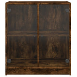 Side Cabinet with Glass Doors Smoked Oak 68x37x75.5 cm 836424