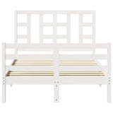 Bed Frame without Mattress White Small Double Solid Wood Pine 3193892