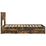 Bed Frame with Storage and Headboard Smoked Oak 90 x 190 cm 3414345