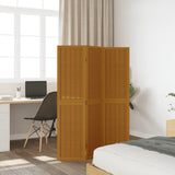 ZNTS Room Divider 3 Panels Brown Solid Wood Paulownia 358813