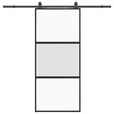Sliding Door with Hardware Set Black 90x205 cm Tempered Glass 3375958