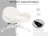 Makeup Vanity Chair, Cute Fluffy Desk Chair with Rolling Wheels for Bedroom Living Room, Cream White T3398P328290