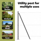 Fence Post with Concrete Base 52 pcs Grey Powder-Coated Steel 3350248
