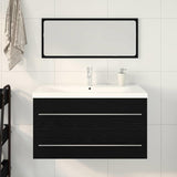 Bathroom Sink Cabinet with Drawer Wall-mounted 3 pcs Black Oak 3333134
