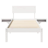 Bed Frame with Headboard White 75 x 190 cm Solid Pine Wood 873473