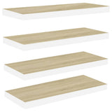 Floating Wall Shelves 4 pcs Oak and White 80x23.5x3.8 cm MDF 326581