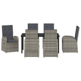Garden Dining Set with Cushion 7 pcs Grey Poly Rattan 3379496