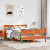 Bed Frame with Headboard Wax Brown 140x200 cm Solid Wood Pine 3307046