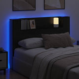 Headboard Cabinet with Shelf Black oak Engineered wood 879630