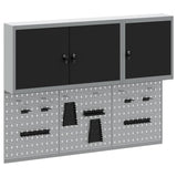 Tool Cabinet Set with Shelf 5 pcs Black Powder-Coated Steel 3321400