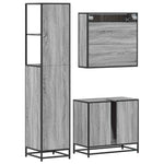 ZNTS 3 Piece Bathroom Furniture Set Grey Sonoma Engineered Wood 3301158