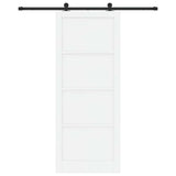 Sliding Door White and Black 93 x 232 cm Solid Pine Wood 3333379