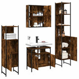 4 Piece Bathroom Cabinet Set Smoked Oak Engineered Wood 3214767