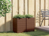 Garden Planters 2 pcs Brown 30x30x60 cm Poly Rattan 3210517