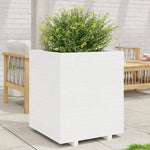 ZNTS Garden Planter White 60x60x72.5 cm Solid Wood Pine 3282580