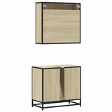 ZNTS 2 Piece Bathroom Furniture Set Sonoma Oak Engineered Wood 3300896