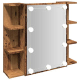 ZNTS Mirror Cabinet with LED Old Wood 70x16.5x60 cm 857003