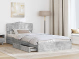 Storage Bed Concrete Grey 70 x 190 cm Engineered Wood 3413148
