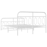 Metal Bed Frame without Mattress with Footboard White 140x200cm 377185