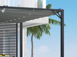 3 x 2.8m Metal Pergola, with Retractable Fabric Roof - Grey T3398P320161