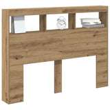Headboard Cabinet with LED Artisan Oak 140x17x102 cm 863129
