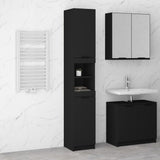 Bathroom Cabinet Black 32x34x188.5 cm Engineered Wood 811323