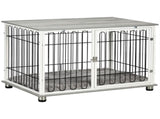 Indoor Dog Crate Furniture, Side End Table, with Soft Washable Cushion, Lockable Doors, for Small T3398P376390