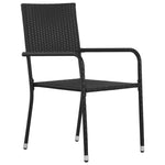 ZNTS Garden Dining Chairs 6 pcs Stackable Black Poly Rattan 318722