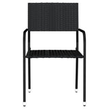 Garden Dining Set Black Powder-coated steel, PE rattan, glass 80 cm 3099577