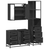 ZNTS 3 Piece Bathroom Furniture Set Black Engineered Wood 3301140