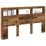 Headboard Cabinet with LED Old Wood 180x17x102 cm 863134