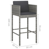 Bar Stools 4 pcs with Cushions Grey Poly Rattan 316677