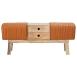 Bench 110 x 30 x 45 cm Real Leather Brown 42042120