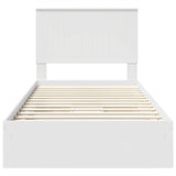 Storage Bed with Headboard White 100 x 200 cm Engineered Wood 3411236