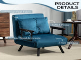 4-in-1 Velvet-Feel Single Chair Bed, with Pillow - Navy Blue T3398P343627