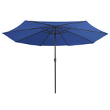 Garden Parasol Azure Blue 100% polyester, metal Large Collapsible 47385