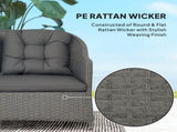 Four-Piece Rattan Set, with Glass-Top Table - Light Grey T3398P327907