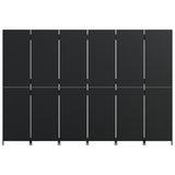 Room Divider 6 Panels Black Poly Rattan 365368