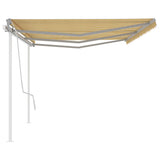 Manual Retractable Awning with Posts 6x3.5 m Yellow and White 3070078