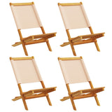 Folding Garden Chairs 4 pcs Beige Fabric and Solid Wood 3214646