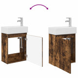Bathroom Vanity Unit with Tap Smoked Oak 45.5 x 22.5 x 84 cm 889516