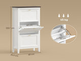 Shoe Cabinet with 3 Flip Drawers, Farmhouse Narrow Shoe Storage Cabinet with Adjustable Shelves, T3398P552568