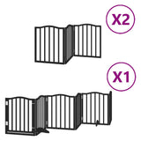Dog Gate with Door Foldable 12 Panels Black 600 cm Poplar Wood 3155598