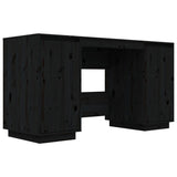 ZNTS Desk Black 140x50x75 cm Solid Wood Pine 814328