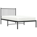 Metal Bed Frame without Mattress with Headboard Black 90x190cm 350856