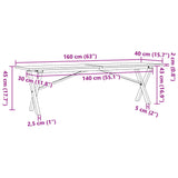 ZNTS Coffee Table X-Frame 160x40x45 cm Solid Wood Pine and Steel 3282690