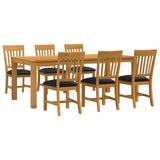 Dining Set 7 pcs Black Solid Oak Wood 3430388